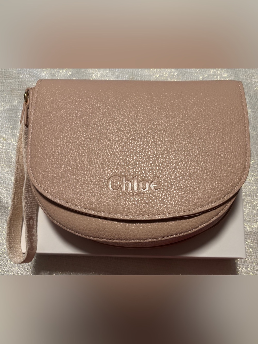 Chloe Parfum Blush Pink Leather Women's Wristlet Bag